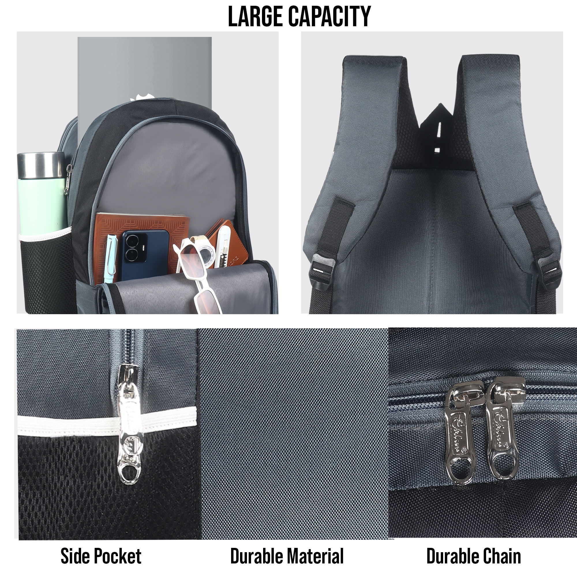 mteaser 20 inch large capacity backpack | durable polyester laptop bag with multiple compartments, bottle pocket & adjustable padded straps | ideal for office, college, travel & daily use mteaser 20 inch large capacity backpack | durable polyester laptop bag with multiple compartments, bottle pocket & adjustable padded straps | ideal for office, college, travel & daily use