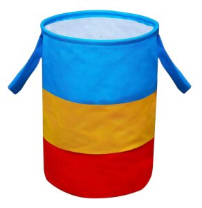 le corpus waterproof round canvas 45 l laundry bag/hamper durable collapsible laundry storage basket for dirty clothes foldable bin with side handle for clothes, toy storage (multicolour)