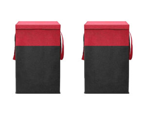 le corpus red & black strap design 68 l laundry basket for clothes & toys with lid & side handles durable foldable and collapsible laundry storage bag for dirty clothes (pack of 2)